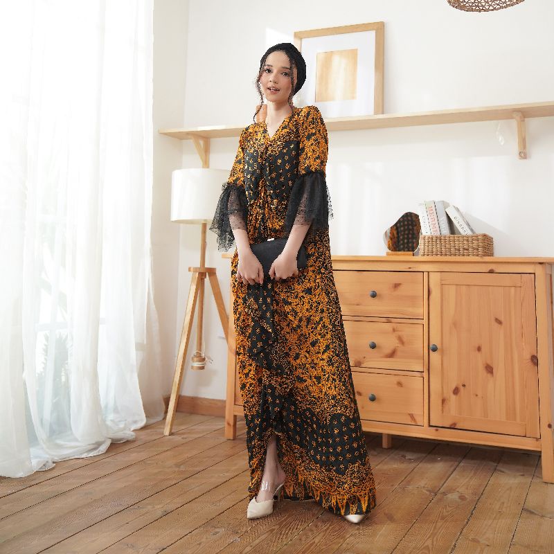 New Dress Kaftan Batik Modern Pesta Kondangan Baju Pakaian Wanita Batik Viscose Jumbo Premium