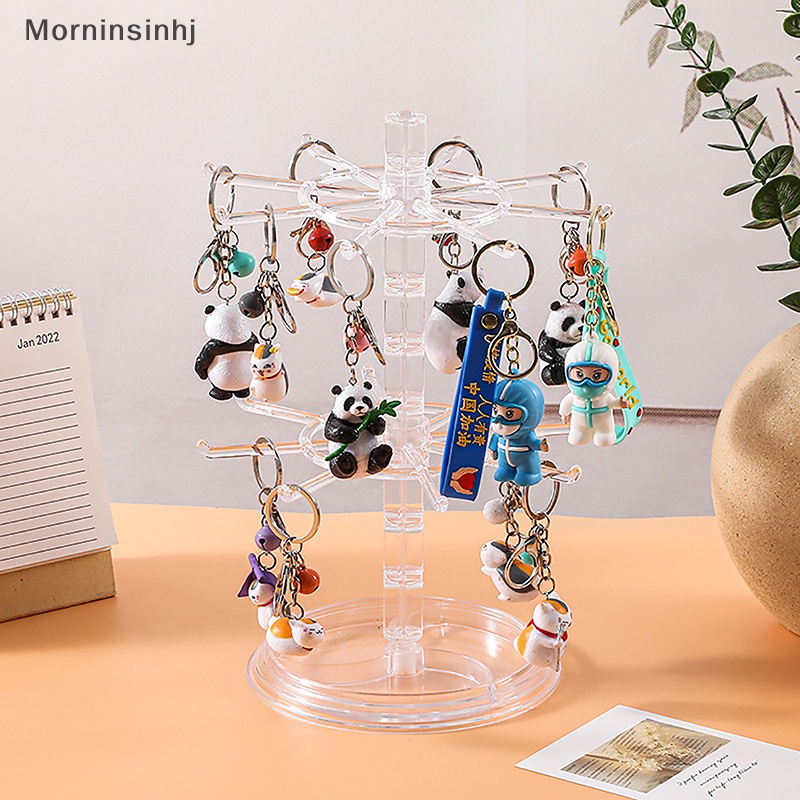 Mornin Stand Plastik Untuk Anting Liontin Gelang Perhiasan Dapat Diputar Display Stud Earrings Holder Jewellery Rack Storage Rak Kecil id