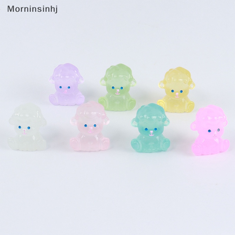 Mornin 5 Pcs Miniatur Lucu Bercahaya Singa Anjing Resin Cabochons Scrapbooking Telepon Gantungan Kunci Dekorasi DIY Kerajinan Aksesoris Rumah Boneka id