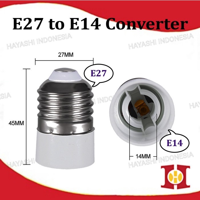 Konverter Fitting Lampu E27 ke E14 Cap Lamp Light Converter Adapter - 5pcs