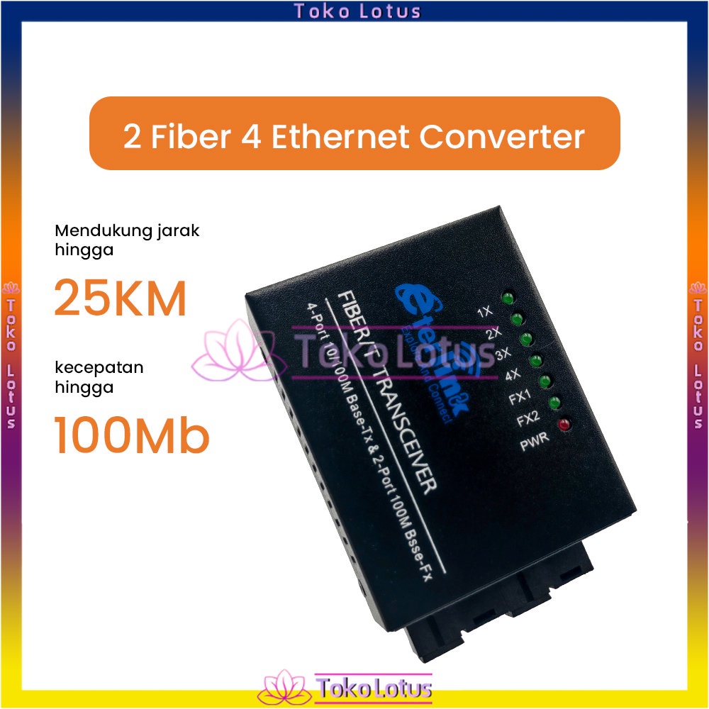 Ethernet Fiber Switch 4 RJ45 2 SC Optik Media Converter Single Mode Fiber Port 10/100M degan adaptor