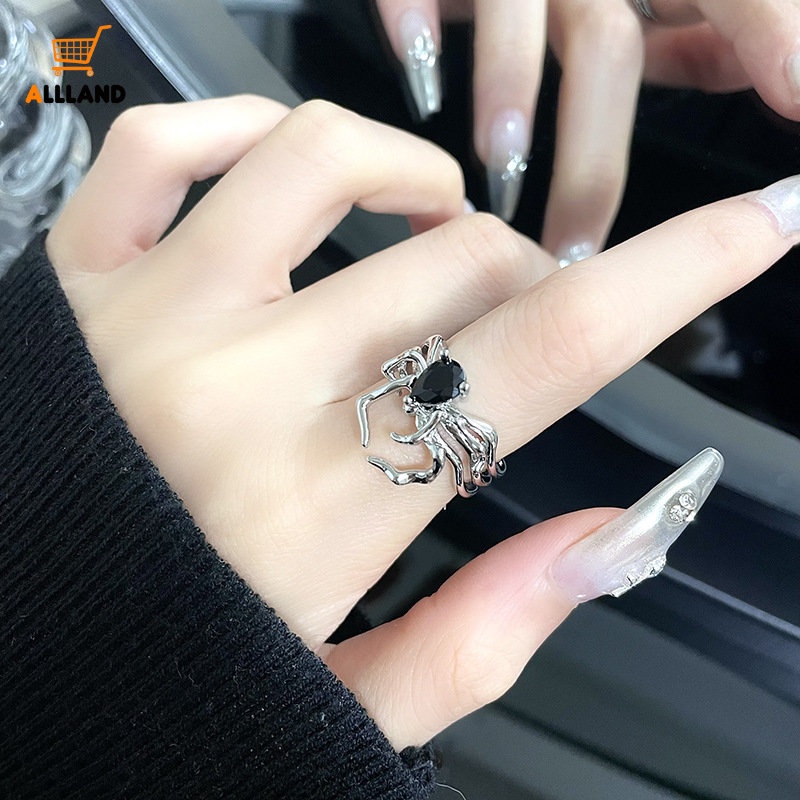 Gothic Punk Style Opening Rings/ Simulasi Hewan Spider Jari Cincin/ Fashion Adjustable Cincin Pasangan Perhiasan Aksesoris