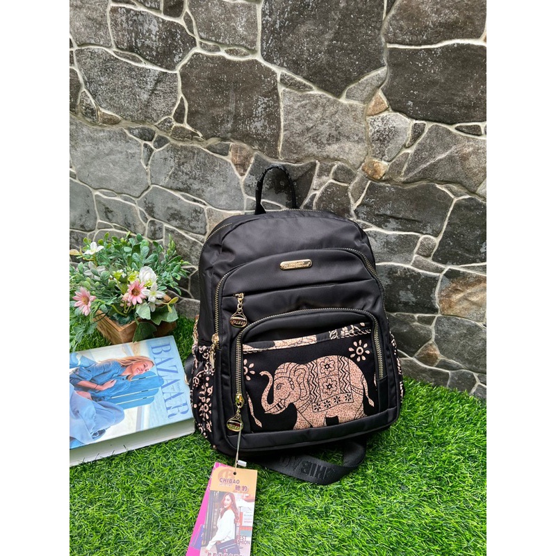 TAS RANSEL WANITA TAS CHIBAO 00389 MOTIF GAJAH BAHAN PARASUT IMPORT TAS WANITA TAS RANSEL CHIBAO TERBARU BEST SELLER BISA BAYAR DITEMPAT.!!!!