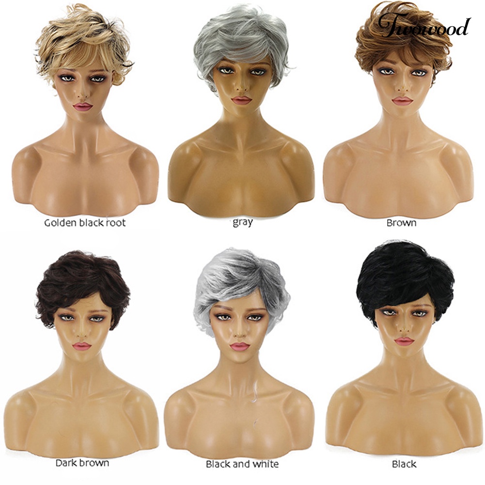 Twowood Fashion Wanita Pendek Keriting Rambut Wig Mawar Net Topi Kepala Pesta Ekstensi Sopak