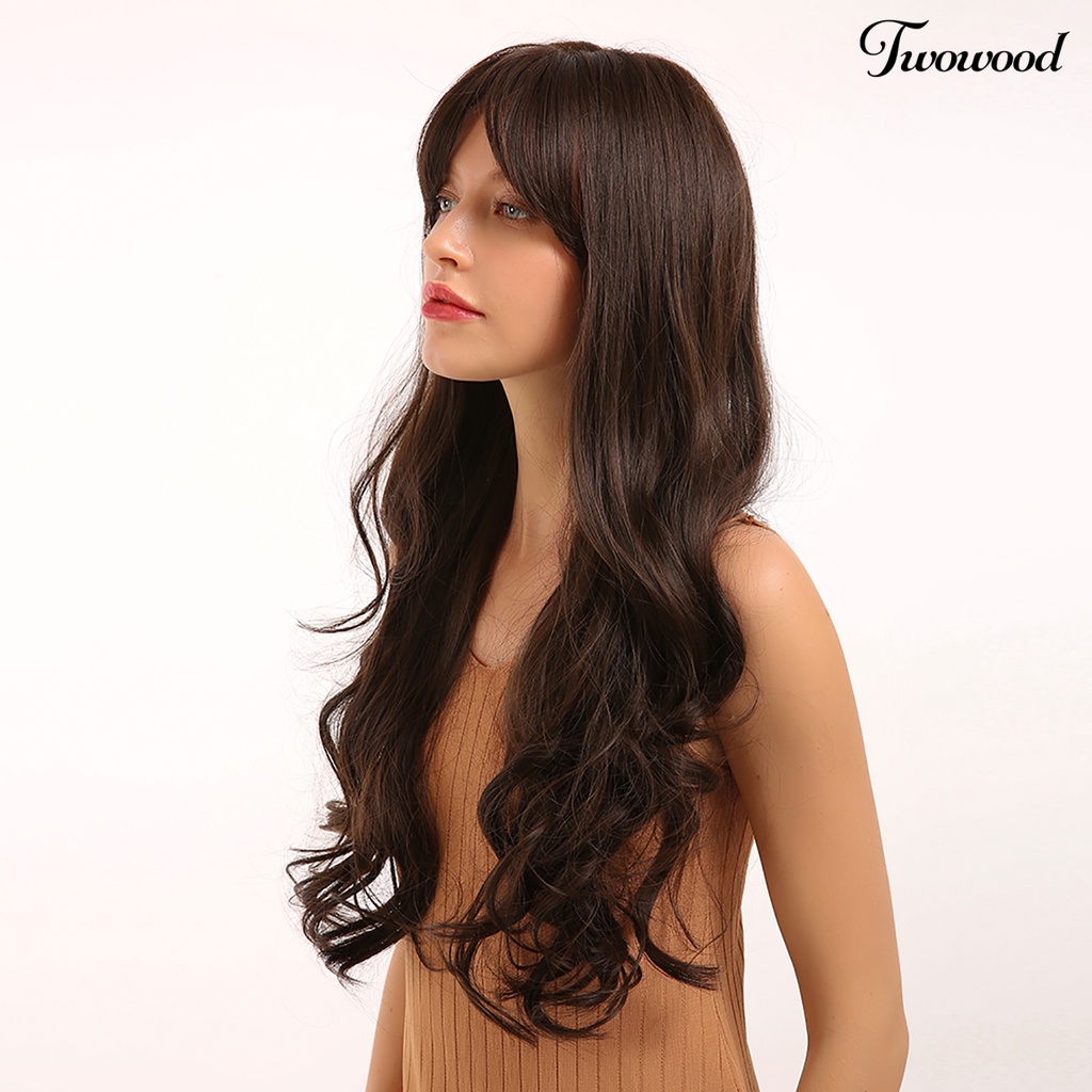 Twowood Wanita Fashion Serat Suhu Tinggi Rambut Keriting Panjang Sintetis Wig Sopak