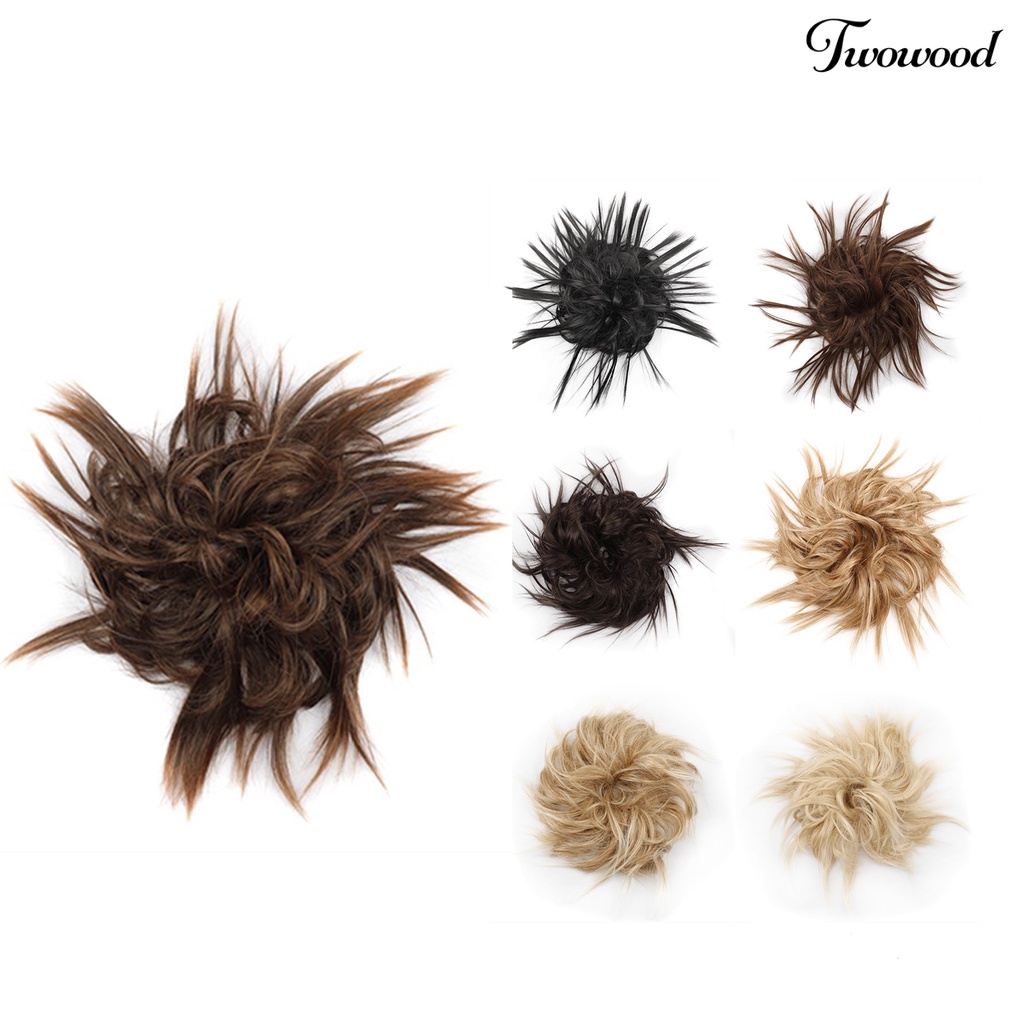 Twowood Updo Wig Efek Berantakan Menebal Rambut Serat Suhu Tinggi Chignon Messy Scrunchie Elastis Hair Bun Untuk Pesta