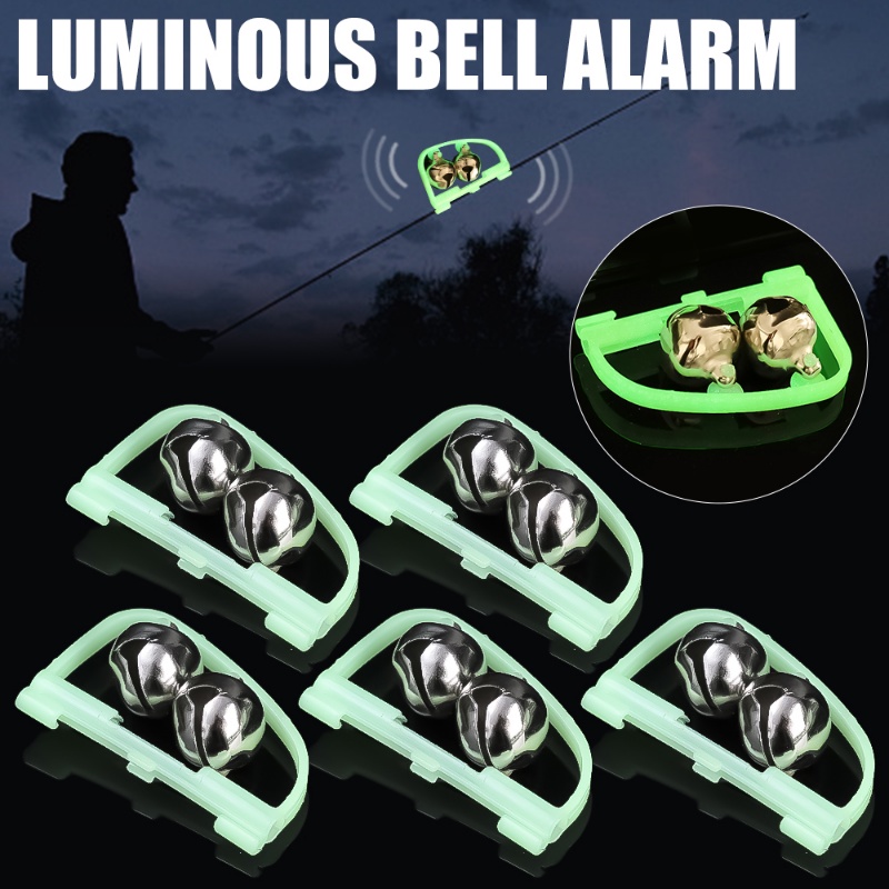 1pc Universal Waterproof Fluorescent Double Bell/ Portable Malam Glow In The Dark Pancing Alarm Tackle Perlengkapan