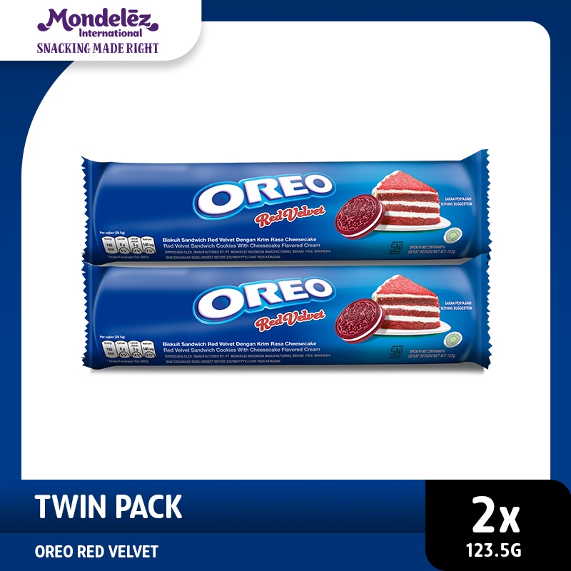 

Oreo Biskuit Red Velvet Regular 119.6g Untuk Jajanan Keluarga - twinpack