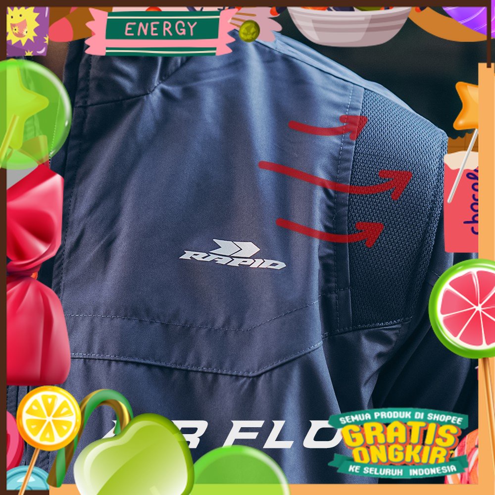 Jaket motor riding RAPID SKYLINE pria parasit premium jacket reflektif/ aman berkendara safety ridin