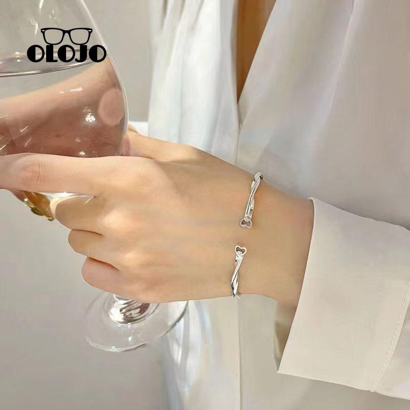 [Olojogrosirmobius Gelang Wanita Sterling Silver Desain Musim Panas Bermutu Tinggi Double-layer Love Bracelet