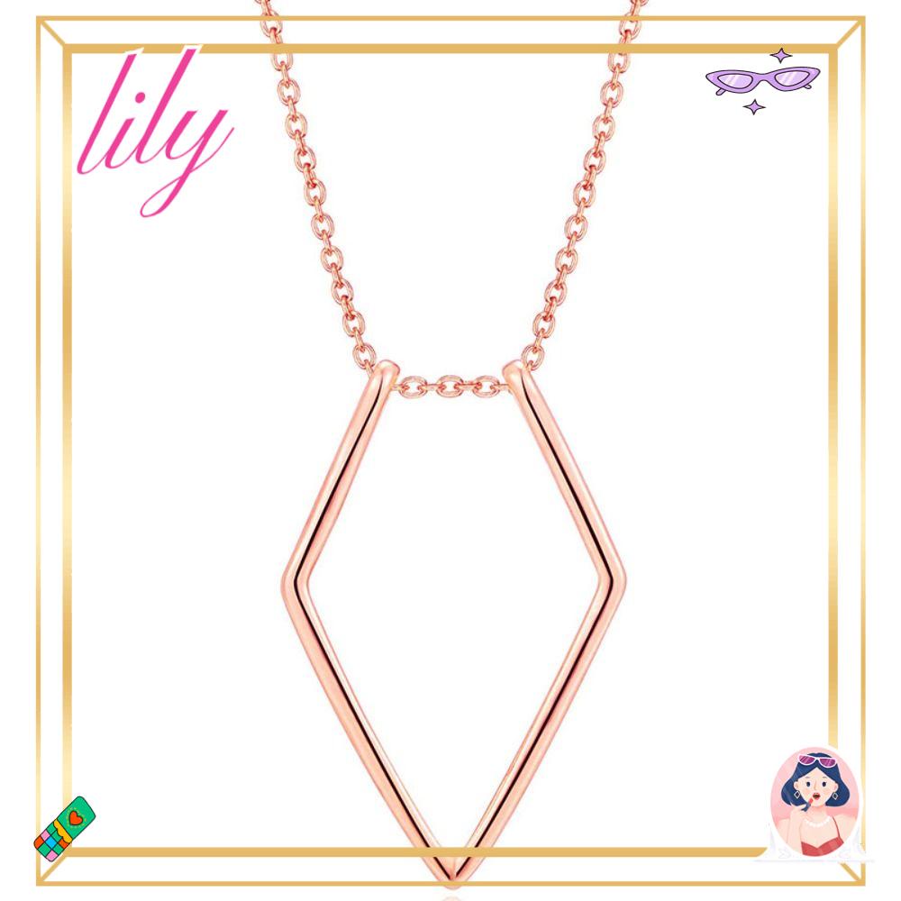 Lily Kalung Fashion Pernikahan Pertunangan Belah Ketupat Stainless Ring Keeper Untuk Wanita