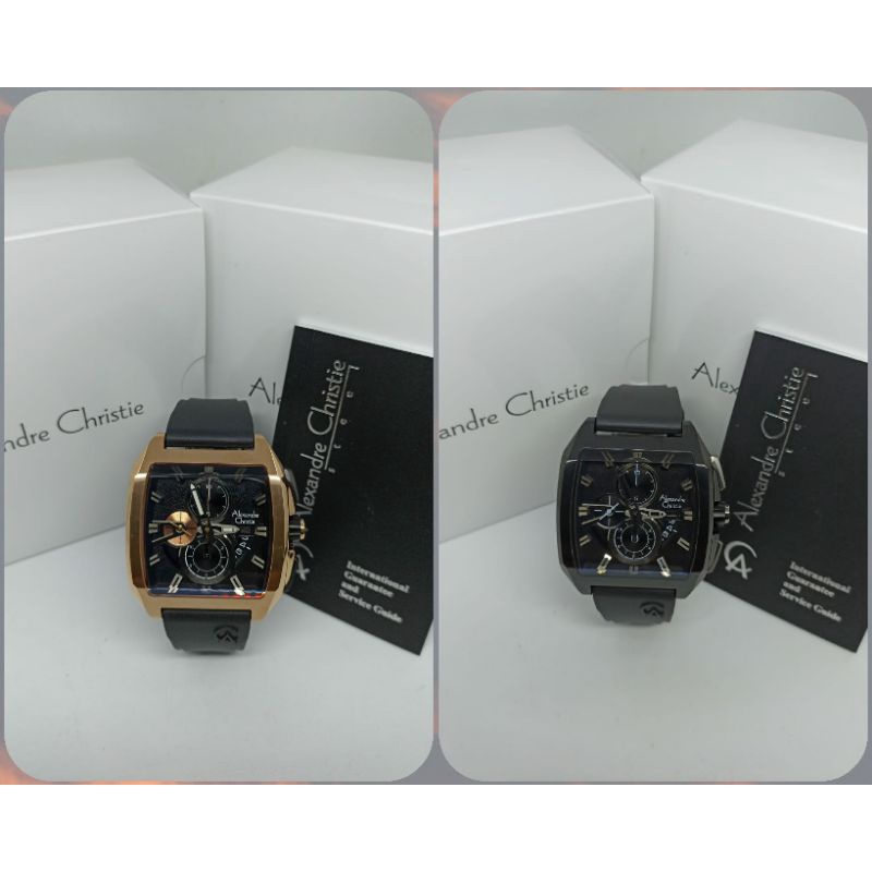 Jam Tangan Pria Alexandre Christie 6617 AC 6617 AC6617 Tali Karet / Rubber