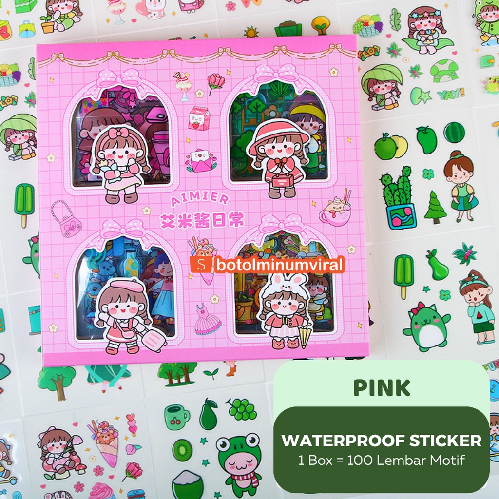 Sticker Viral 100 pcs Momo Aimier Box Waterproof Lucu Anti Air Korea