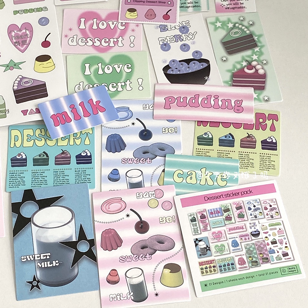 Klipping Dessert Handbook Handbook Sticker Pack Set ins Style Stiker Tablet PC