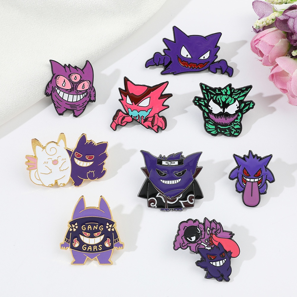 Kawaii Game Anime Gengar Enamel Pin Kartun Gengar Bros Lencana Logam Ransel Dekorasi Perhiasan Hadiah Untuk Penggemar Anak-Anak