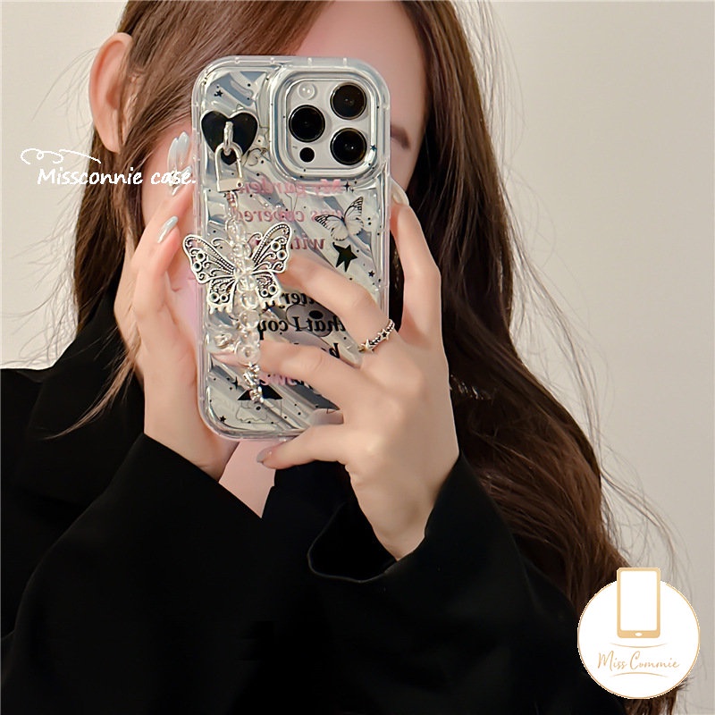 Fantasy Bintang Kupu-Kupu Bunga Huruf Laser Card Case Kompatibel Untuk IPhone 11XR 11 14 12 13 Pro MAX 6 6S 7 8 Plus X XS MAX SE 2020 3D Stereo Motif Bergelombang Shockproof Cover