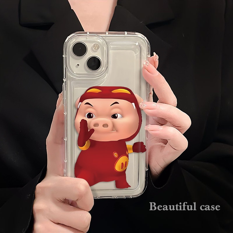 IPHONE Kung Fu Pig Silikon Soft Case Kompatibel Untuk Iphone14 13 11 12 Pro XS Max X XR 7 +8 Plus Pasangan Casing Ponsel TPU Shockproof Cover