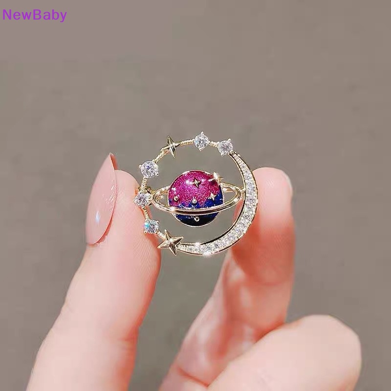 Newbaby Lucu Bumi Bulan Bintang Bros Planet Biru Anti Liar Pin Mantel Syal Bros Enamel Korsase Pin Perhiasan Hadiah ID