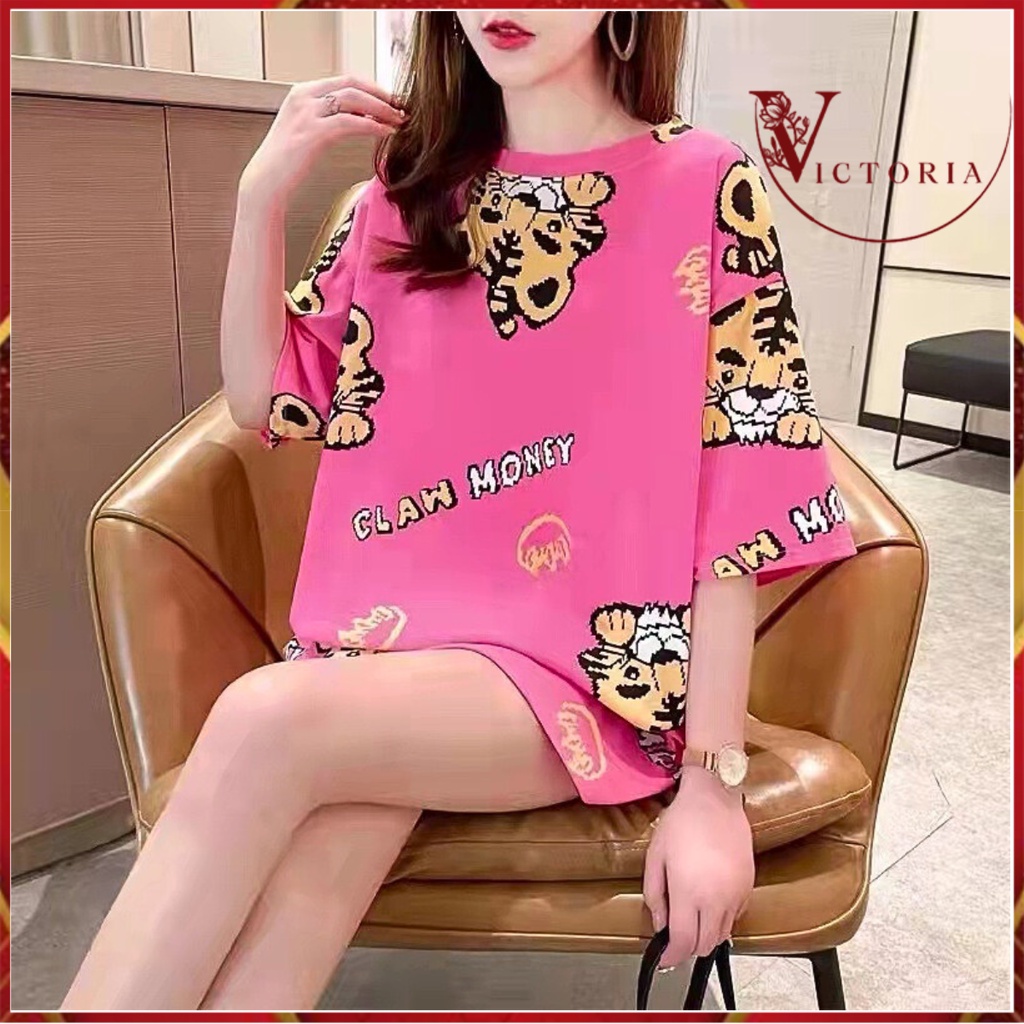 Victoria Pakaian Baju Tidur Wanita Piyama Oversize Lengan Pendek Import Motif Kartun Fit to XXL 4090