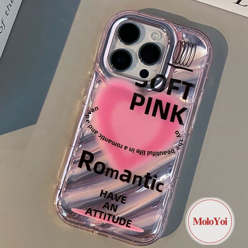 Case Smile Huruf Sederhana Kreatif Kompatibel Untuk IPhone 7Plus XR XS X Max11 14 12 13Pro Max 6 6S 7 8Plus SE 2020 Gradien Cinta Hati Kartu Laser 3D Stereo Korgasi Soft Cover