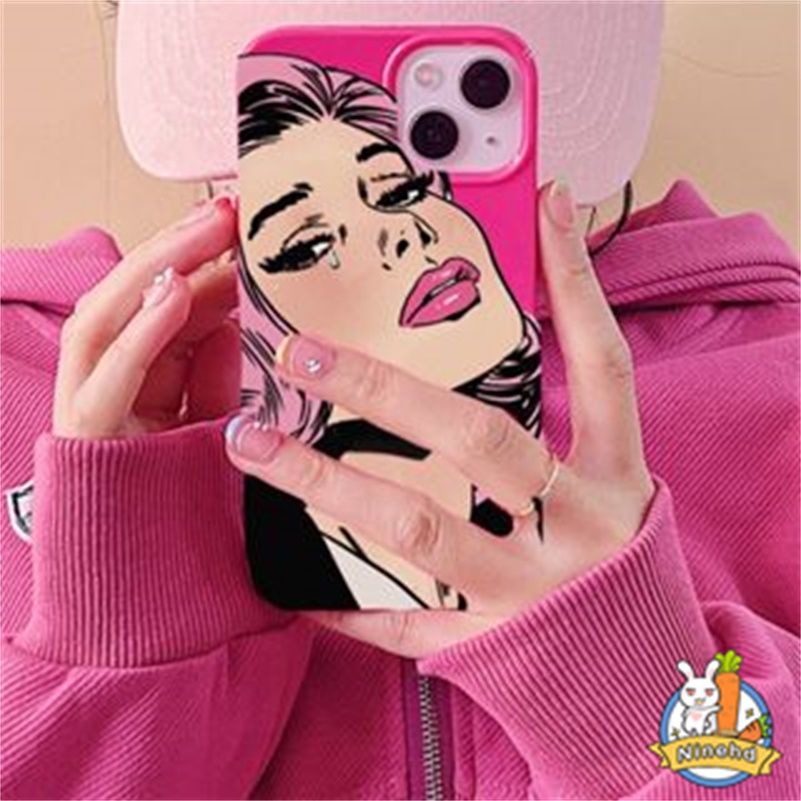 IPHONE Luxury Beauty Girl Rose Red Glossy Phone Case Kompatibel Untuk Iphone14 13 12 11 Pro Max X Xr Xs Max 8 7 6 6s Plus SE 2020 Perlindungan Kamera Shockproof Silikon Lembut Tpu Penutup Belakang