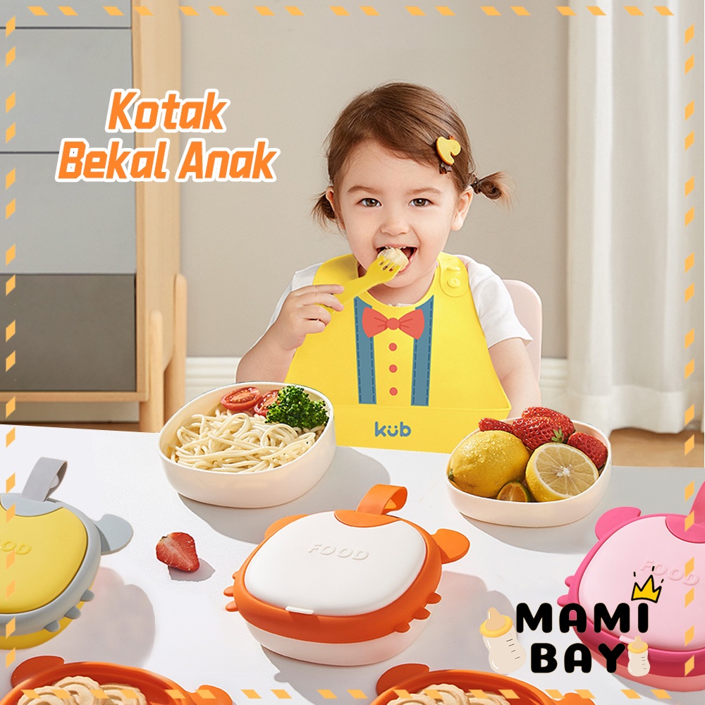 Mamibayi 2 Tingkat tempat makan mpasi bayi set model lucu kotak makan bayi silikon portable baby food container