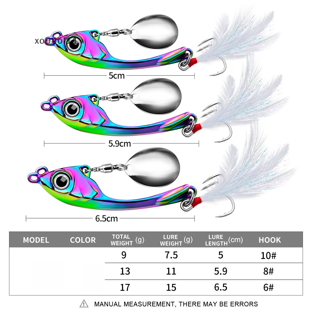 Xo Spinner Umpan 9g 13g 17g Metal Vib Fishing Lure Troli Rotag Sendok Wobbler S OL