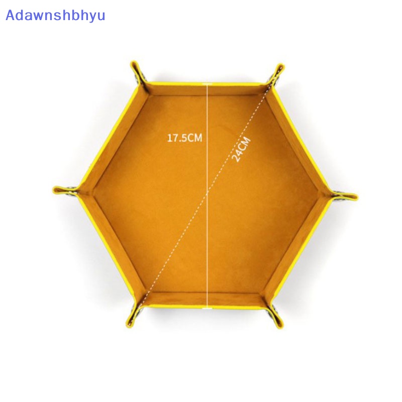 Adhyu Foldable Dice Tray Kotak PU Leather Lipat Hexagon Penyimpanan Coin Square Tray Dadu ID