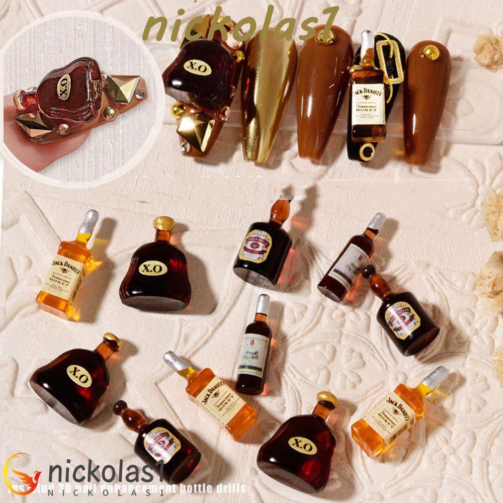 Nickolas1 Botol Anggur Nail Art Perhiasan Retro INS-style XO Wine Anggur Merah DIY Hiasan Kuku