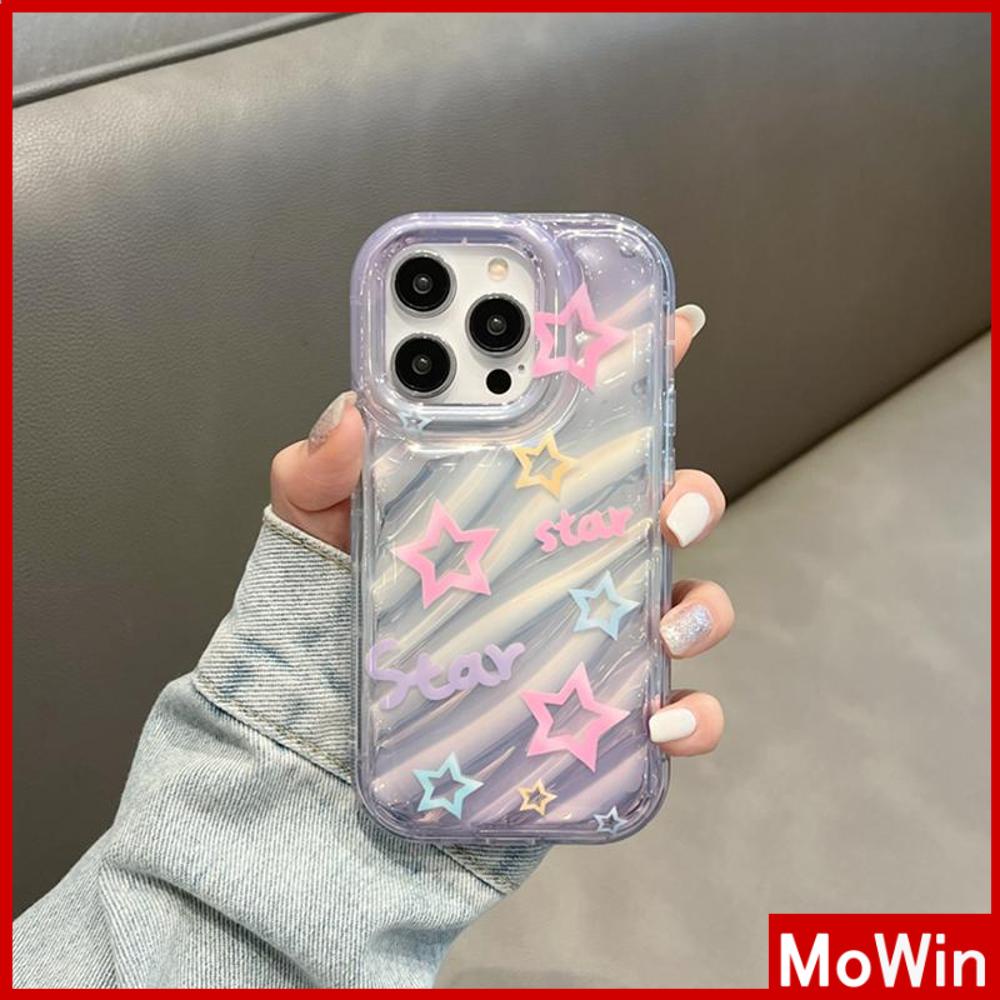 Untuk iPhone 14pro max iPhone Case Laser Reflektif Bening Case TPU Soft Case Airbag Shockproof Cute Pink Stars Kompatibel Dengan iPhone 13 Pro max 12 Pro max 11xr xs max 7Plus 8Plus