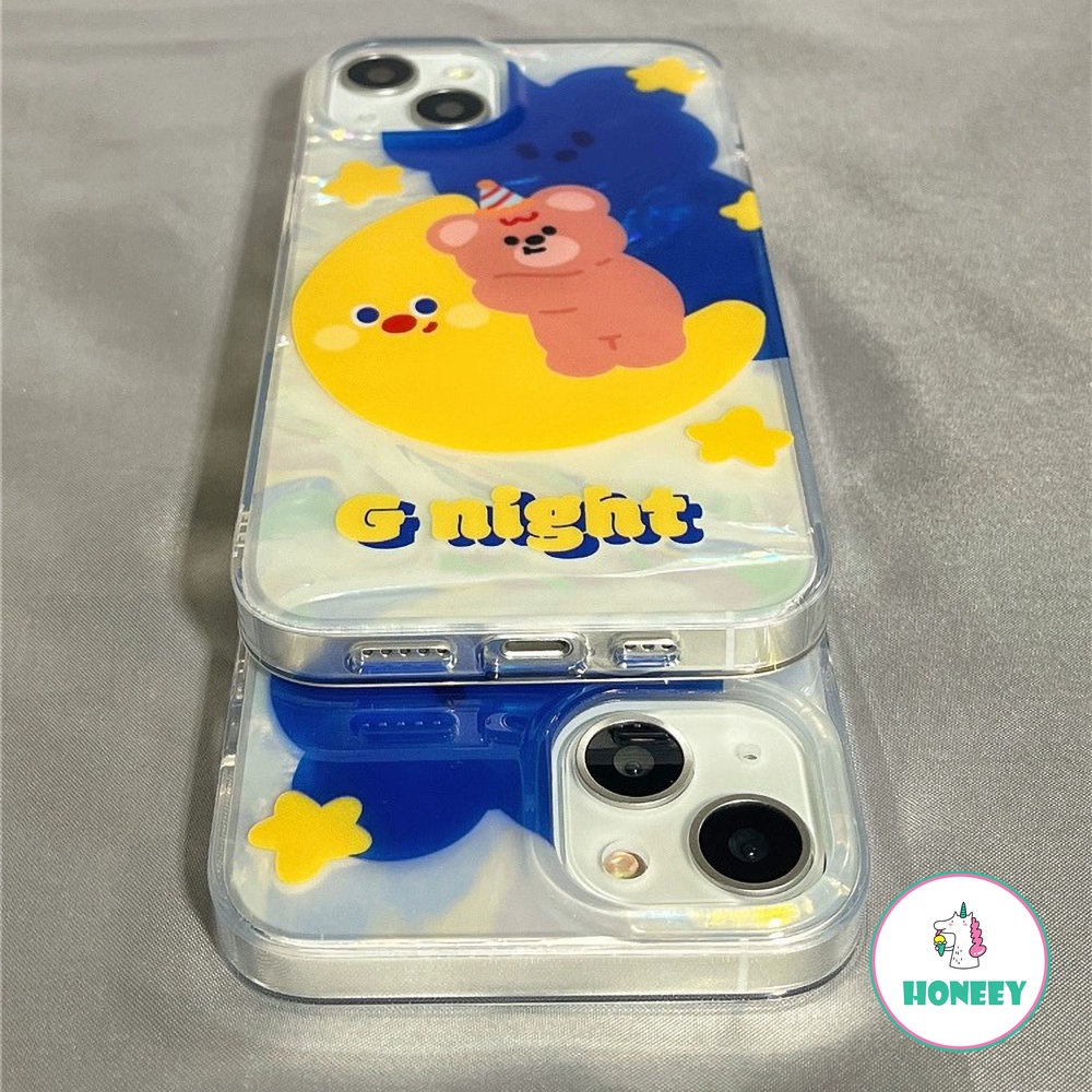 IPHONE Casing Ponsel Kartun Beruang Bulan Yang Indah Untuk Iphone14 Pro Max12/12pro 13pro Max Case Iphone11Sarung Ponsel Motif Kerang Tahan Guncangan