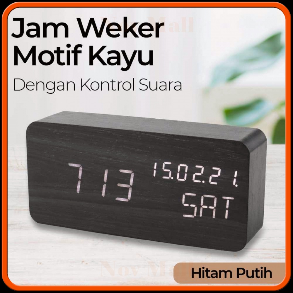 Jam Weker Alarm Motif Kayu Digital Voice Control - TX602