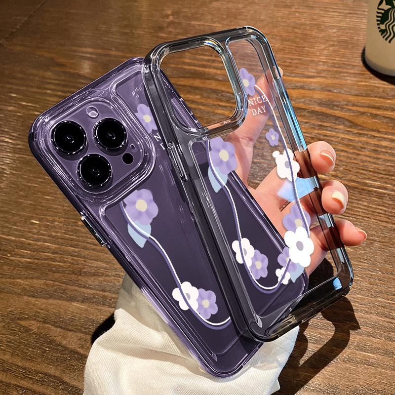 Casing Bunga Anggur Untuk IPhone Kompatibel6 7 8 6Plus 7Plus 8Plus 11 14 Pro Max X XS XR 11 12 13 14 Pro Pro Max SE 2020 2022 Plating Electroplated Buttons Shockproof Cover