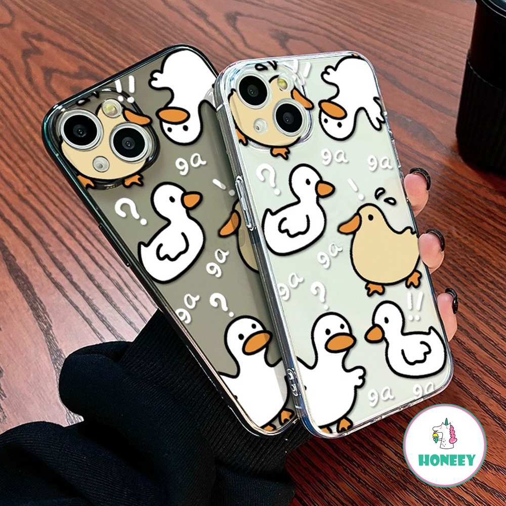 Lovely Ducks Casing Ponsel Kompatibel Untuk iPhone 14 Pro Max13 12 Pro Case iPhone 11 Pro Max XR XS 7 8Plus Simple Bening Shockproof Back Cover