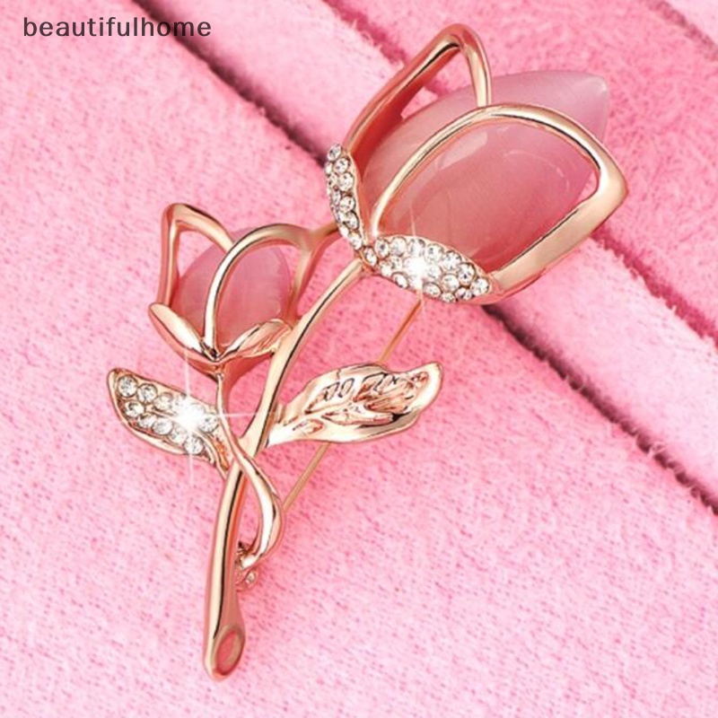 {beautifulhome} Fashion Hot Pink Rose Flower Brooch Aksesoris Pakaian.