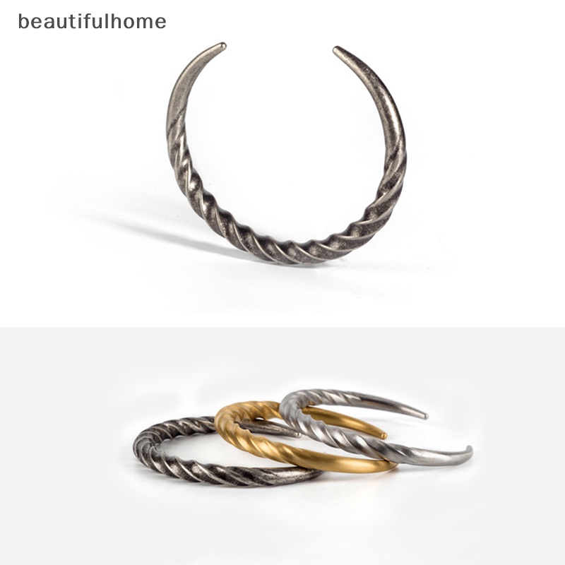 {Cantikrumah} Perhiasan Vintage Punk Mobius Memutar Cuff Bangle Untuk Pria Wanita Tanduk Sapi Manset Gelang Memutar Gelang Untuk Pria Perhiasan.