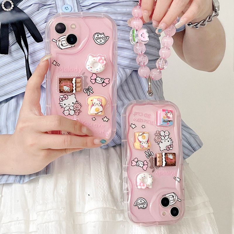 3D Hand Made Diy Candy Pink Kitty Clear Soft Case iPhone 11 12 13 14 Pro Max New Puff Casing Apple for women girls Gift