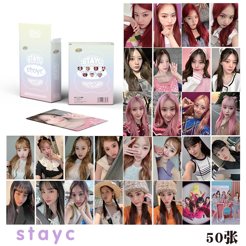 50pcs /box Id-HYPEN ITZY NMIXX Kep1er STAYC Photocards Album Laser Lomo Kartu Kpop Postcards