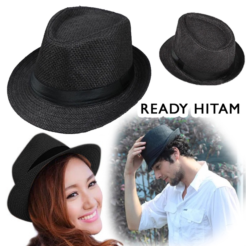 Topi Jazz Pria Wanita Trilby Gangster Bergaya Panama Fedora Fashion