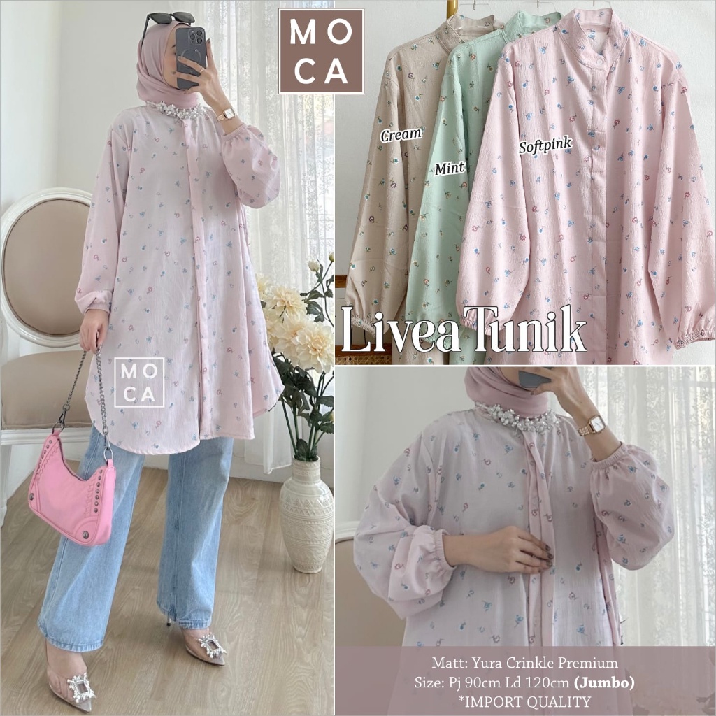 Livea Tunik ORI MOCA | Ld120 Yura Crinkle Premium