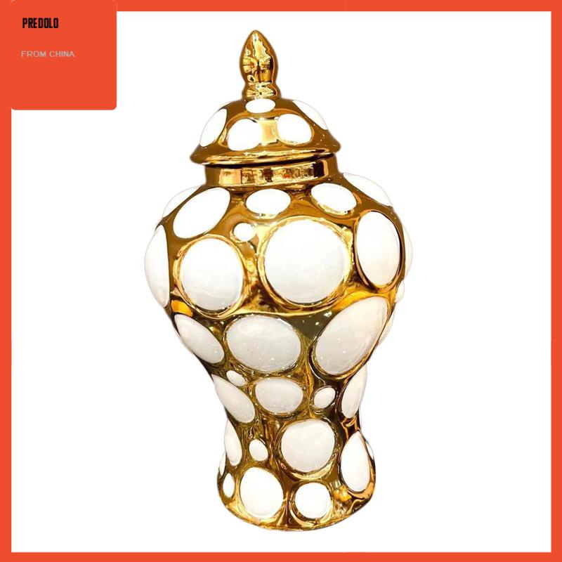 [Predolo] Porcelain Ginger Jar with Lid Dekstop Koleksi Vas Keramik Guci Hias