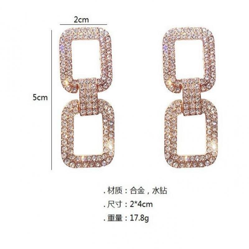 [FRA] Anting Kepribadian Persegi Feminin Berlian Imitasi Anting Panjang Earrings