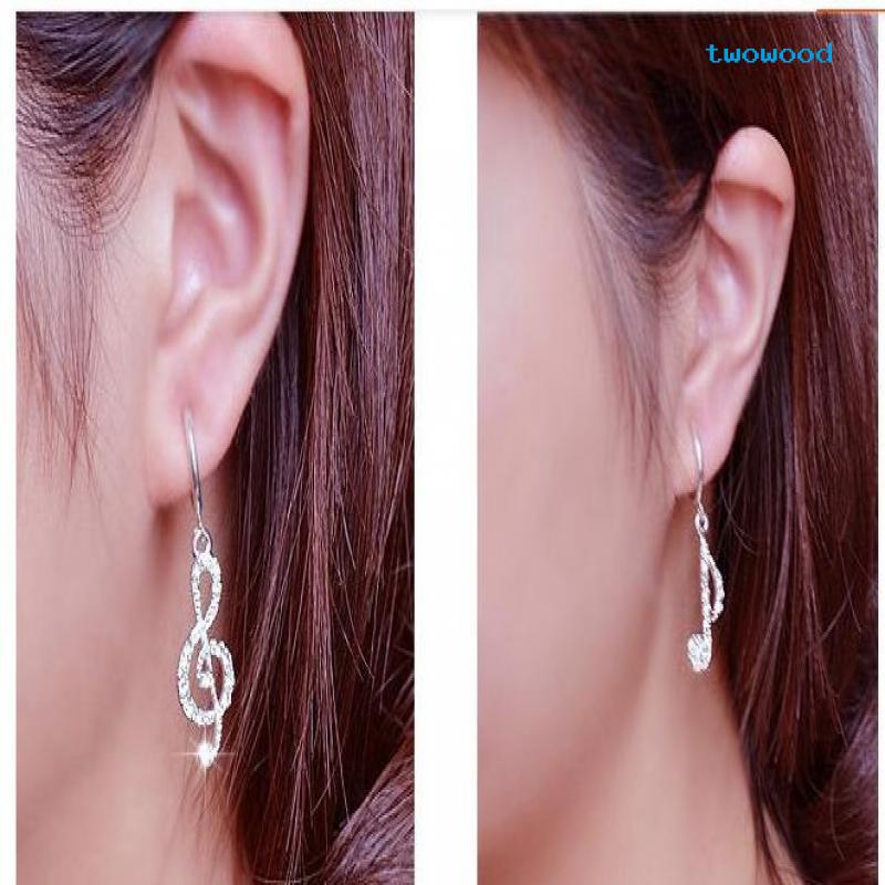 Anting Temperamen Twowood Anting Asimetris Fashion Perempuan