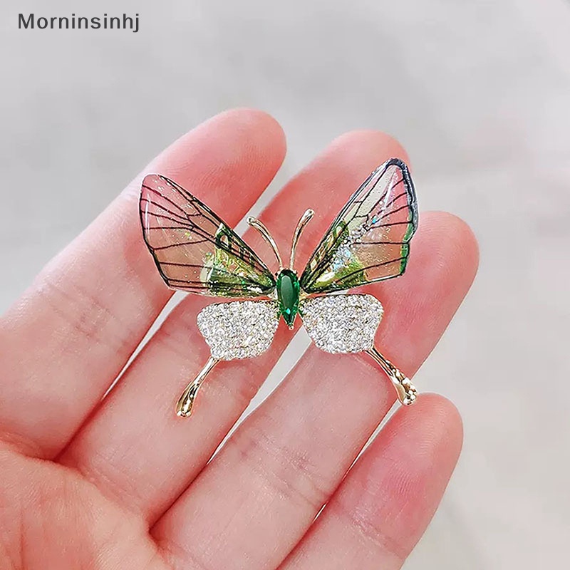 Mornin Kupu-Kupu Bertema Fashion Enamel Kristal Berlian Imitasi Bros Pin Untuk Wanita Niche Perhiasan Pakaian Gaun Syal Dekorasi id