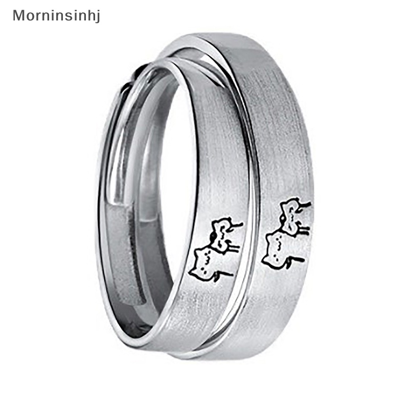 Mornin New Fashion1Pasang Kitten Couple Rings Cute Sliver Cat Open Rings Untuk Wanita Pria Cincin Jari Yang Dapat Disesuaikan Desainer Perhiasan Hadiah id