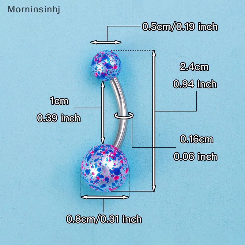 Mornin 5 Pcs Trendi Dicat Cincin Pusar Seksi Set Cincin Perut Bola Akrilik Kreatif Cincin Pusar Perhiasan Tubuh Stainless Steel id