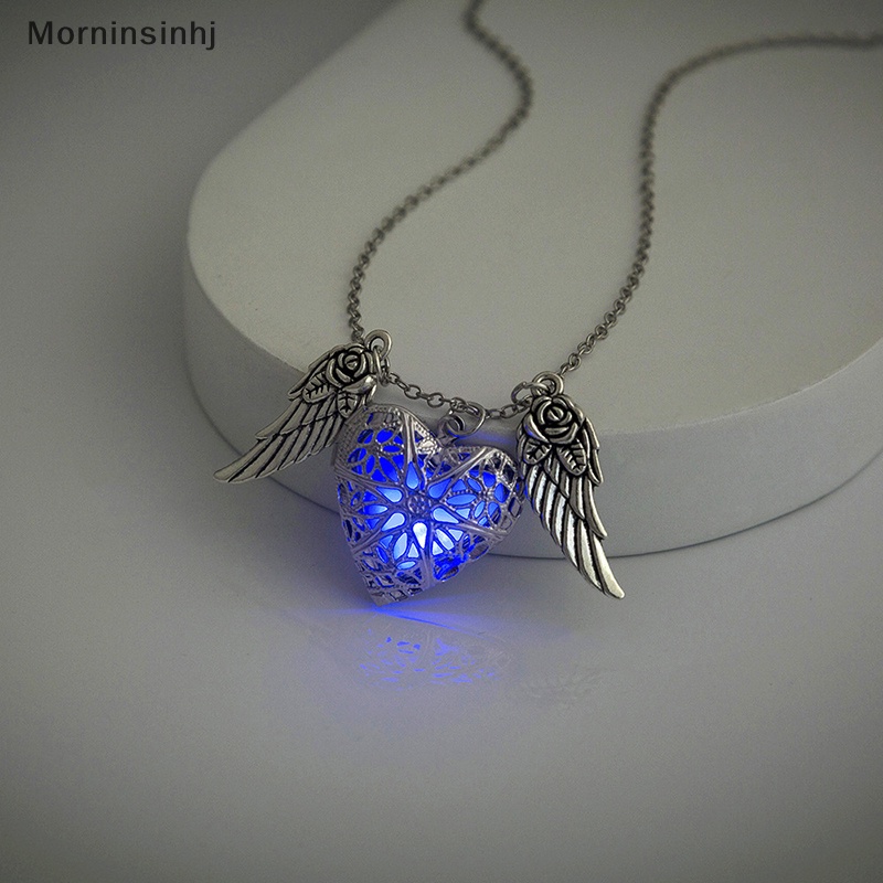 Mornin Luminous Glowing Hollow Bulat Dilepas Kotak Liontin Kalung Glow In The Dark Punk Necklace Untuk Wanita Pria Hadiah Halloween id