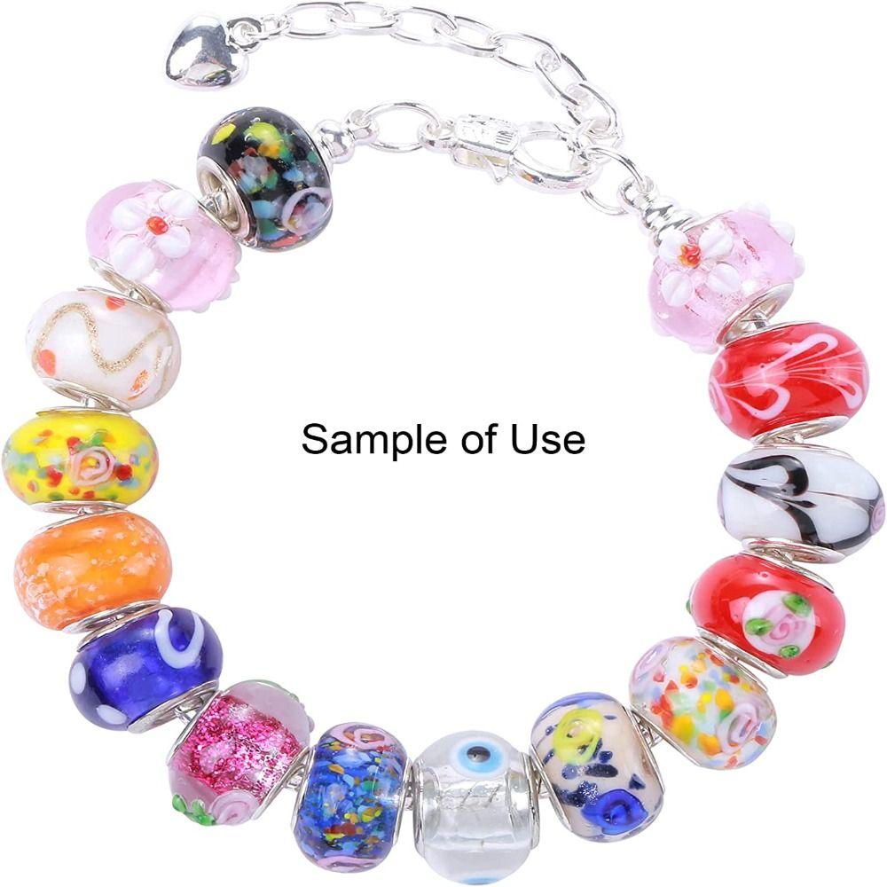 LILY 50pcs Manik-Manik Kaca Charms Perhiasan Gelang Membuat Manik Lampwork Eropa