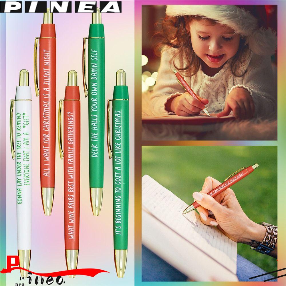 PINEAPPLE Nanas 5 Pcs Pena Natal Set Anak Hadiah Tinta Tulis Pulpen Gel Pen Pekerjaan Rumah Kantor Bolpoin Bolpoin