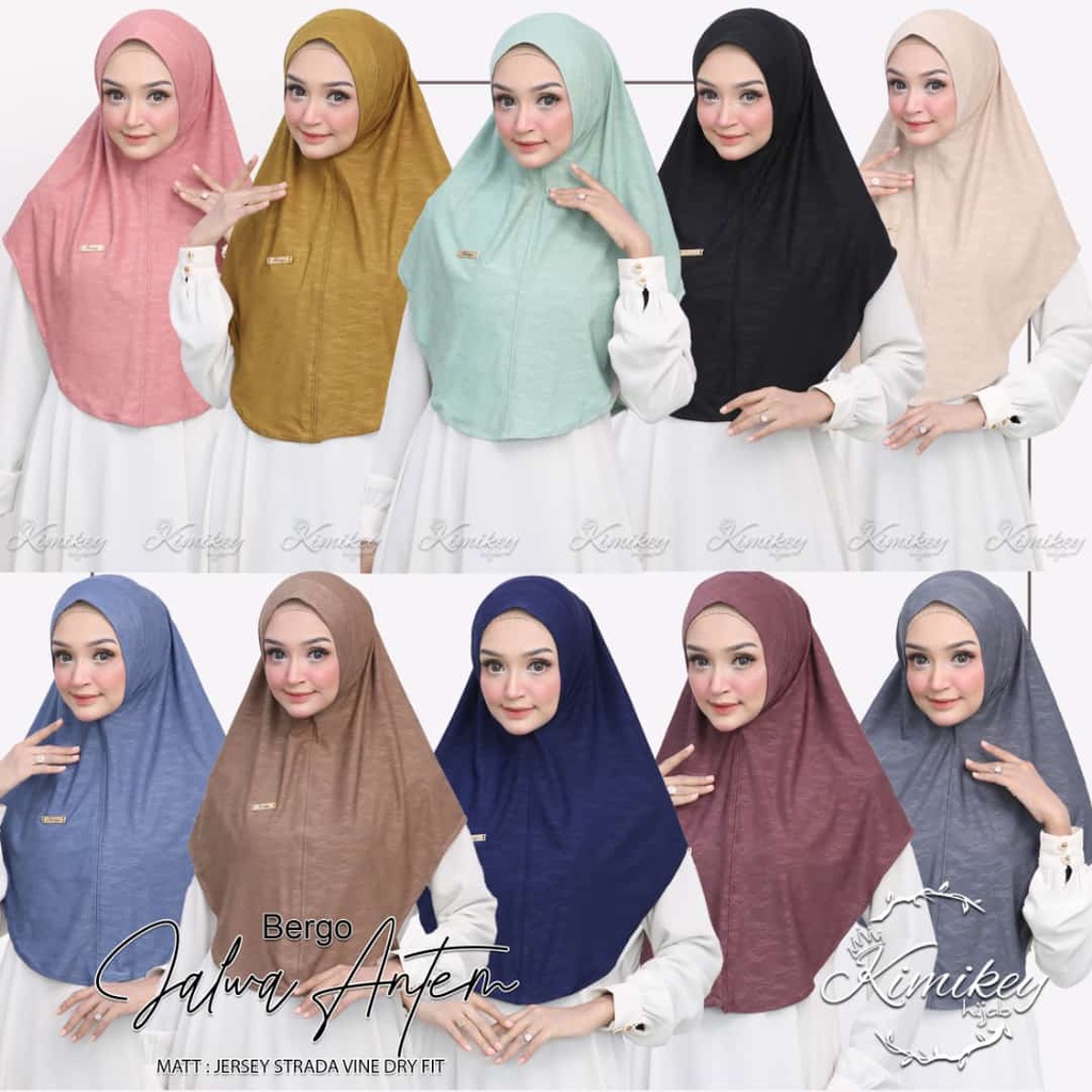 Jilbab Instan Soft Pad Jalwa Bahan Jersey Strada Vine Dry-Fit By Kimikey